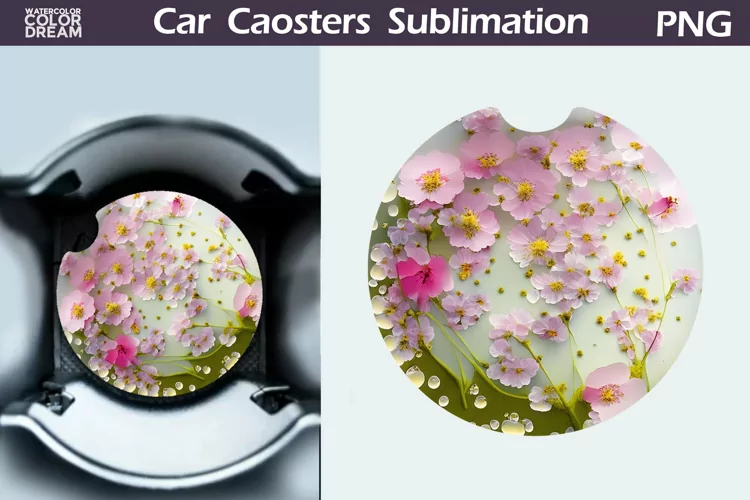 Wildflowers Car Coaster | 3D Flowers Round Coaster