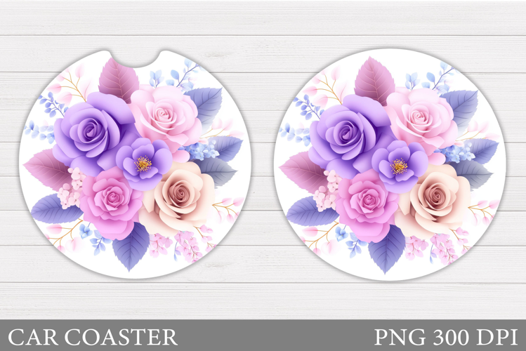 Flowers Car Coaster Design. Roses Car Coaster Sublimation