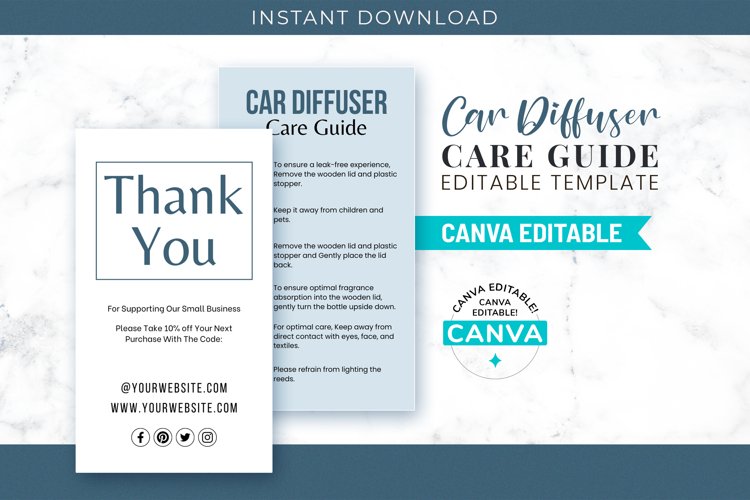 Car Diffuser Care Guide Editable Template example image 1