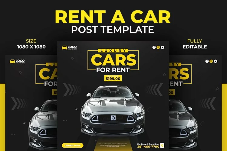 Car Rental Instagram or Facebook Social Media Post Template