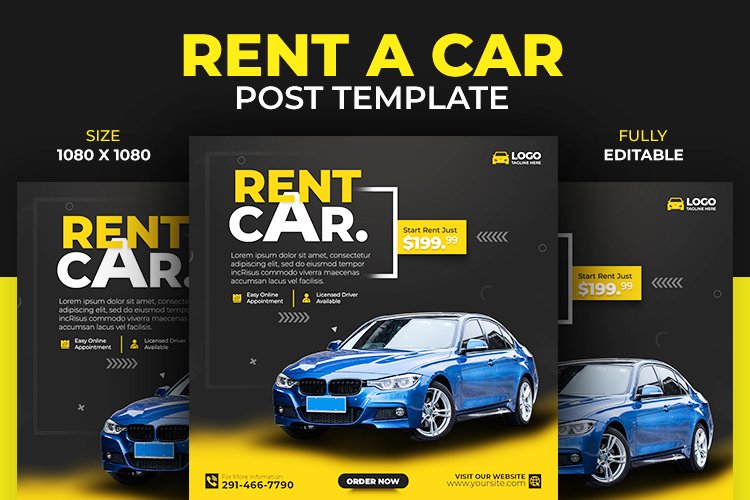 Car Rental or Rent a Car Instagram Social Media Post Design example image 1