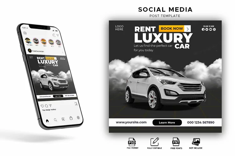 Car rental Service social media Instagram post template