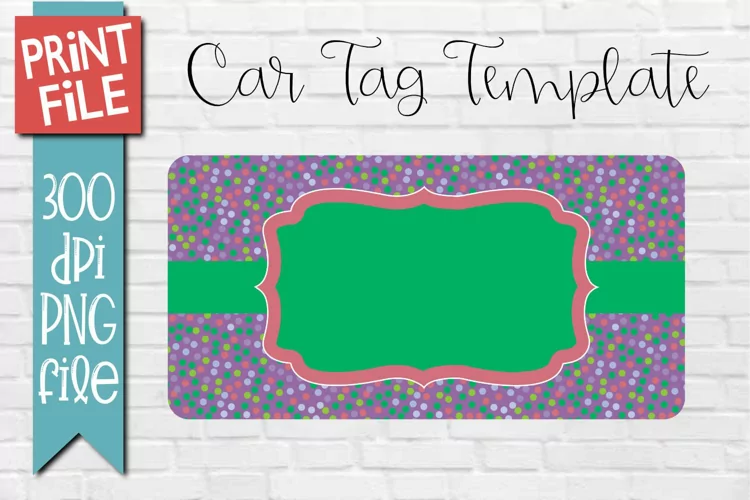 Car Tag Template PNG | Bright Polka Dot Pattern