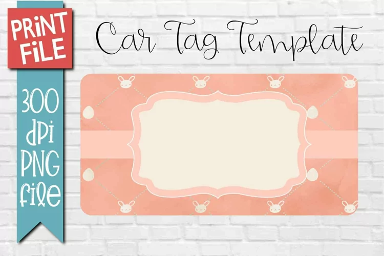 Car Tag Template PNG | Easter Bunny Patterns Sublimation