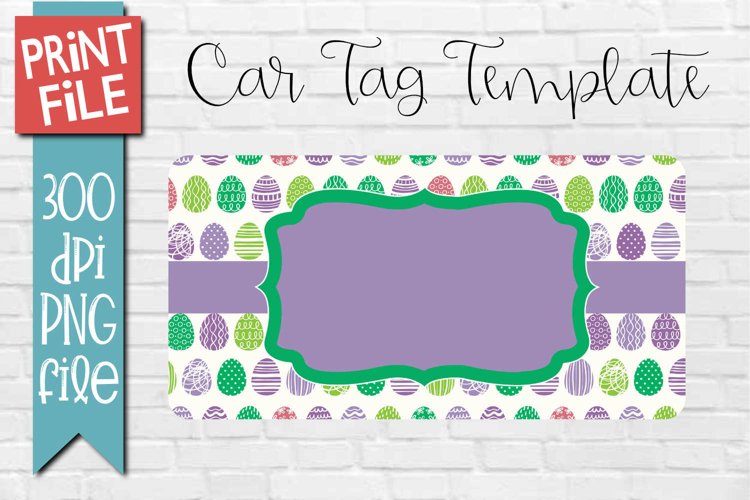 Car Tag Template PNG Easter Egg Pattern Sublimation