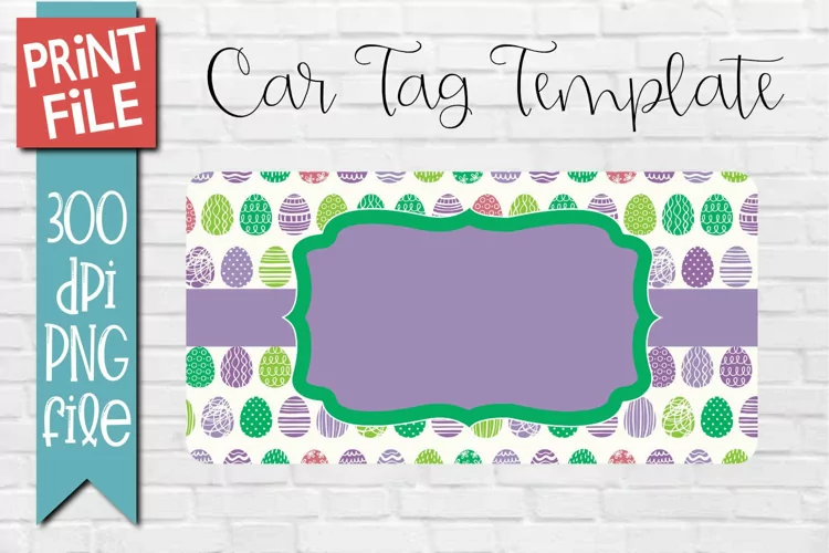 Car Tag Template PNG | Easter Egg Pattern Sublimation