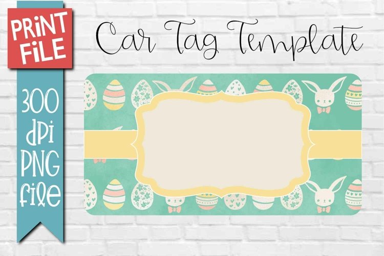 Car Tag Template PNG Easter Egg Pattern Sublimation