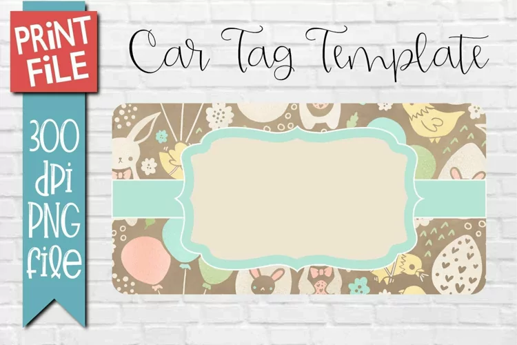 Car Tag Template PNG | Easter Patterns Sublimation