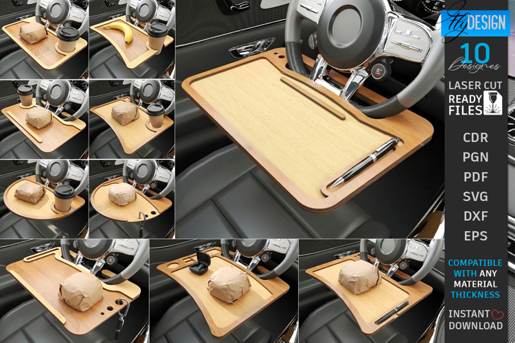 Car Steering Wheel Tray Laser Cut Bundle | Auto Laptop Desk