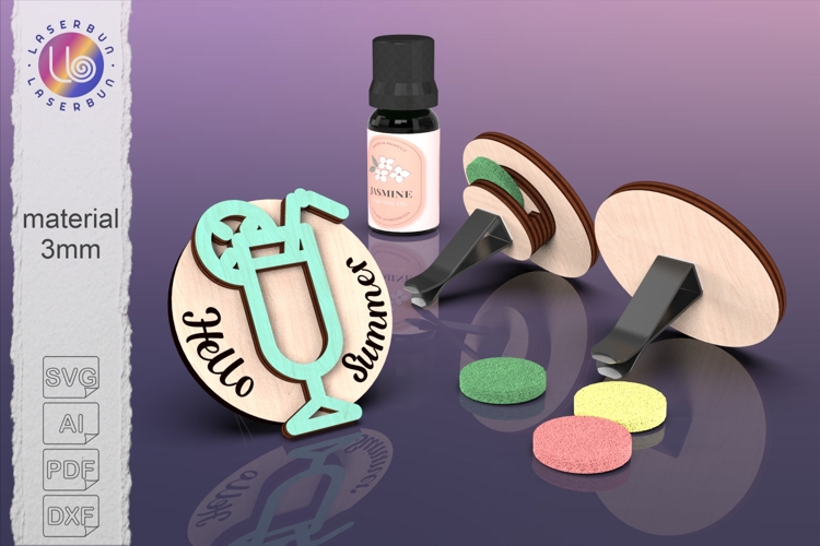 Car vent clip cover cocktail shape, laser cut template