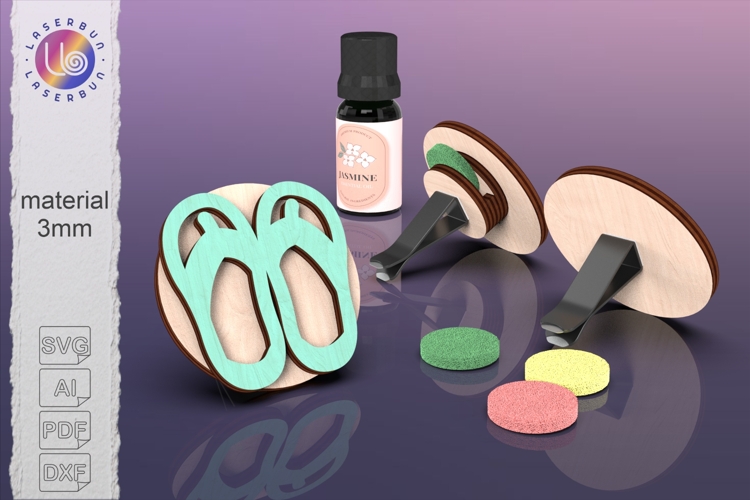 Car vent clip cover flip flops shape, laser cut template