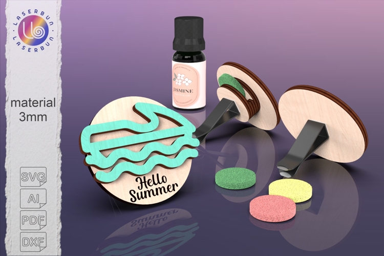 Car vent clip cover jetski silhouette, laser cut summer