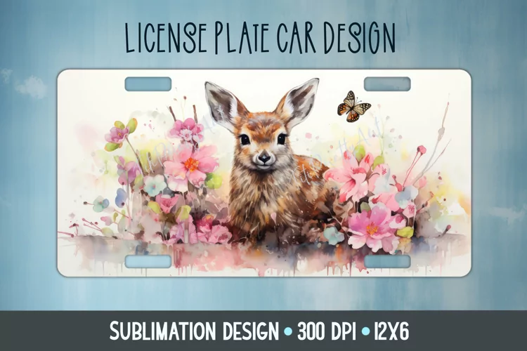 Deer Car Plate Sublimation Design Png