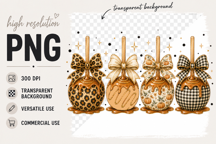 Caramel apple png, fall png