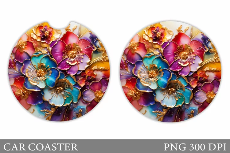 Flowers Car Coaster Design. Flowers Car Coaster Sublimation