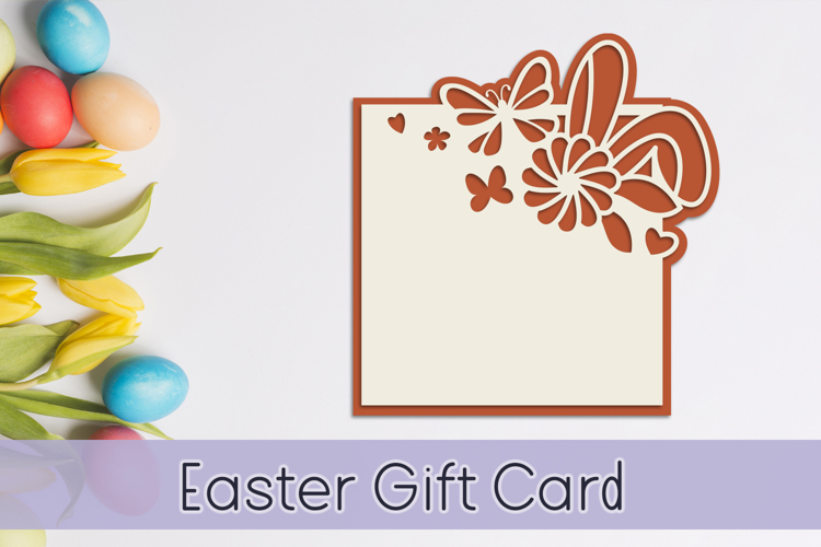 Easter card svg layered, Bunny ears gift card Paper craft