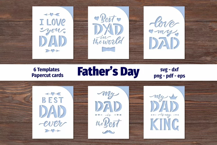 Fathers day card. Papercut cards. Cut files