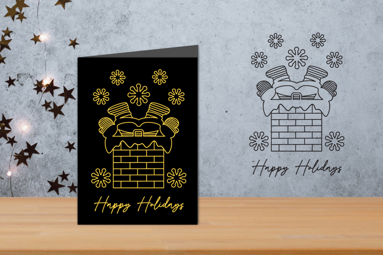 Christmas Foil Quill, Happy Holidays, Single Line SVG