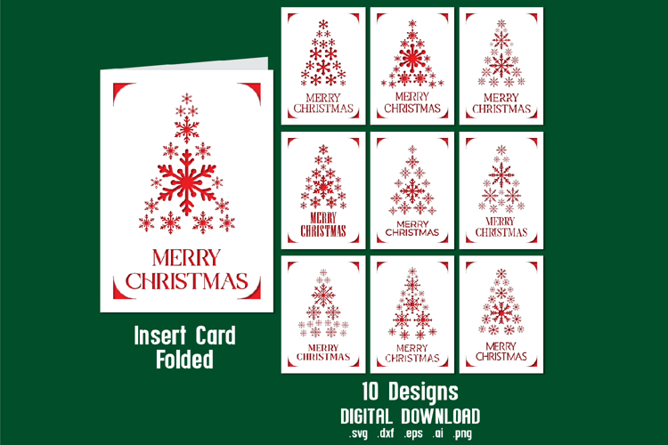 Christmas insert Card, Christmas Snow card bundle