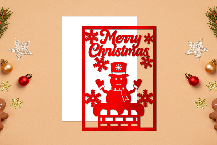 Christmas Papercut, Christmas Template, Snowman Card