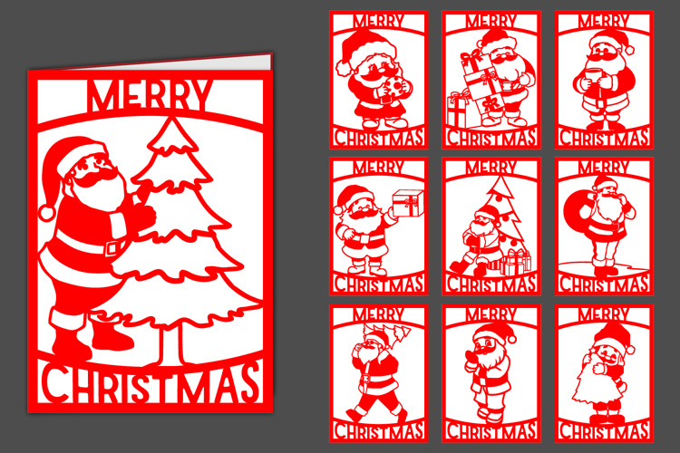 10 Christmas Papercut, Christmas Card Bundle, Christmas Card