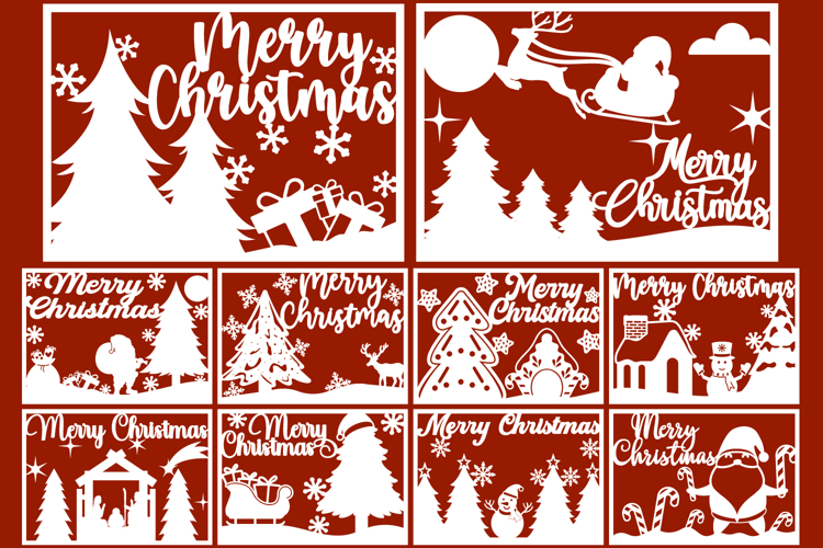Christmas Papercut, Christmas Lasercut, Christmas cut files