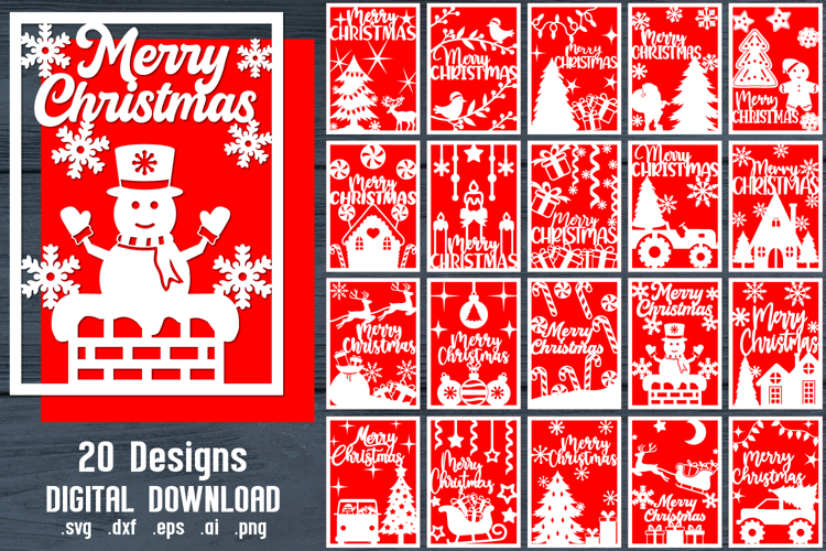 BUNDLE - 20 Christmas Papercut, Christmas Cricut cut files