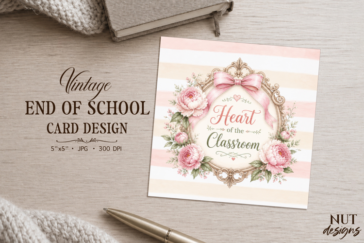 Card End of school Heart Classroom Graduation appreciation example image 1
