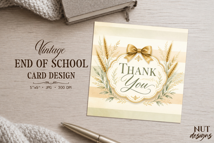 Card End of school Thank You Graduation appreciation example image 1