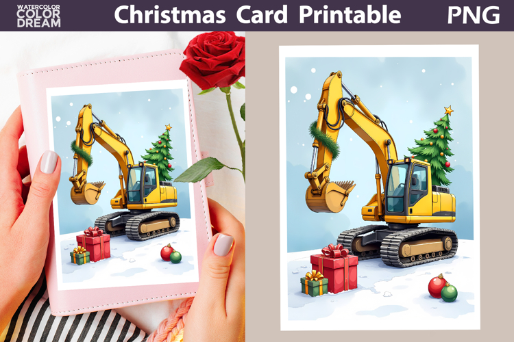 Construction Excavator Card | I Dig Christmas