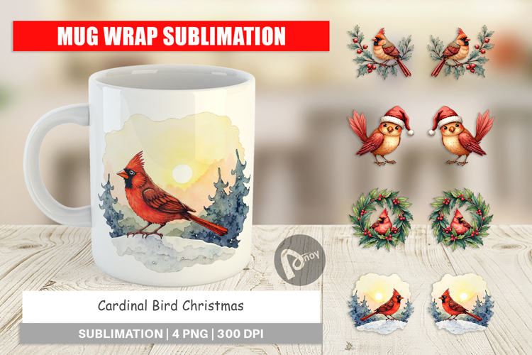 Cardinal Christmas Bird Mug Wrap