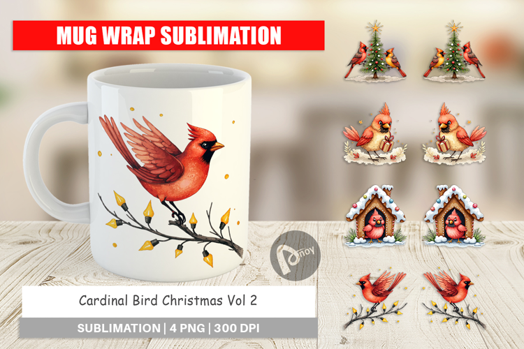 Cardinal Christmas Bird Mug Wrap