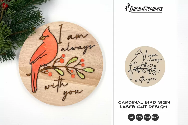 Cardinal Bird Sign | Memorial Laser Cut Design