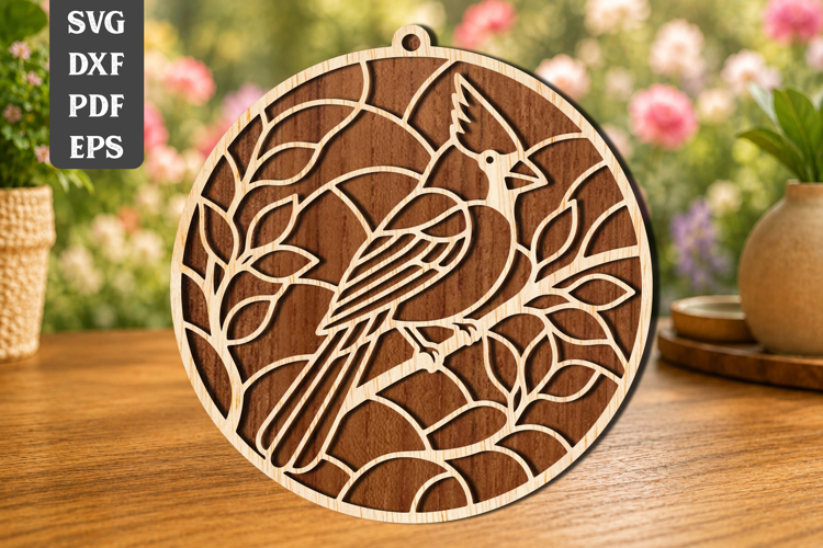 Cardinal Bird Suncatcher Laser Cut SVG