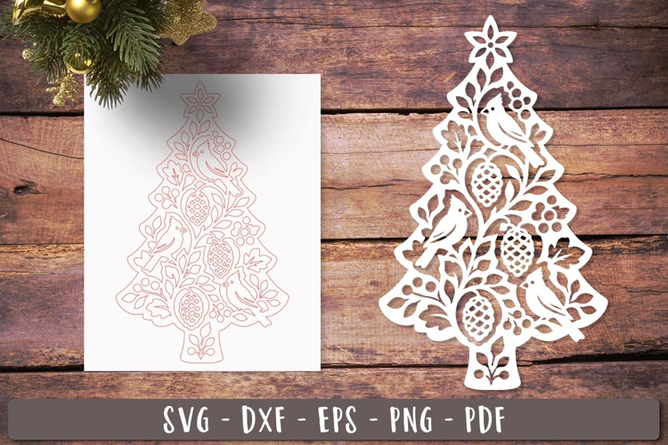Cardinal Christmas Tree SVG Laser Cut Ornament