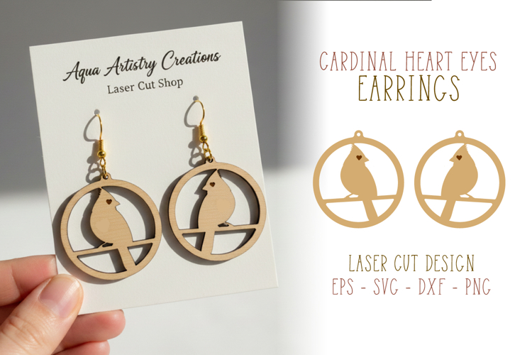 Cardinal Love Earrings Laser Cut Template