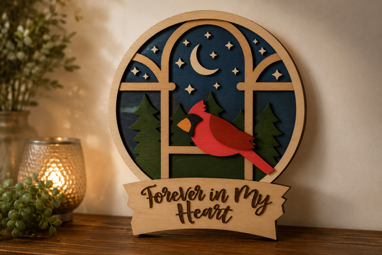 Cardinal Memorial Sign SVG Laser Cut Design