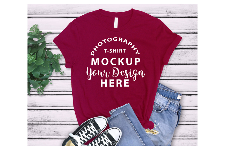 Bella Canvas 3001 Tshirt mockup CARDINAL