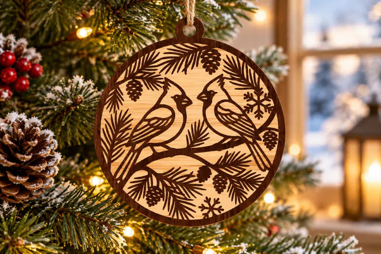 Cardinal Ornament Laser Cut Svg