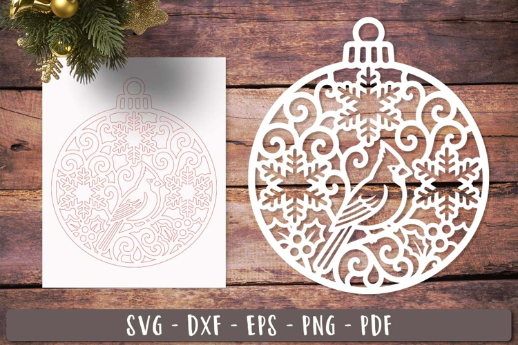 Cardinal Snowflake Ornament SVG Laser Cut Ornament