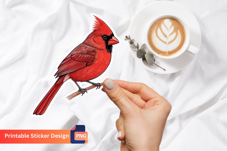 Cardinal Sticker, Winter Cardinal Sticker, Seasonal Bird Art