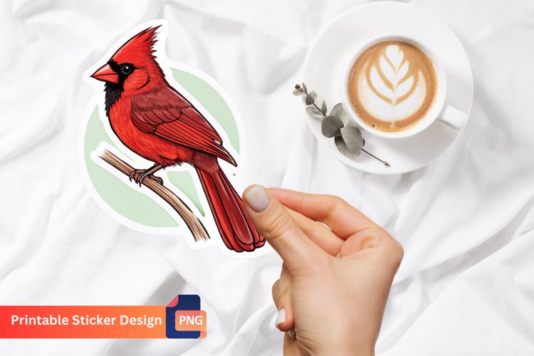 Cardinal Sticker, Winter Cardinal Sticker, Seasonal Bird Art