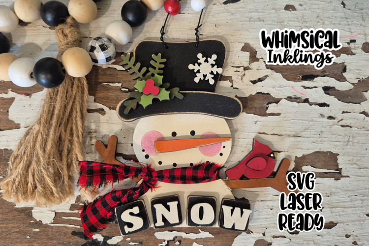 Cardinal Snowman Ornament Laser SVG