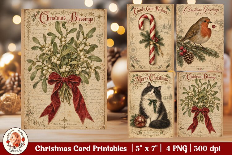Vintage Christmas Card. Antique Christmas Postcard example image 1