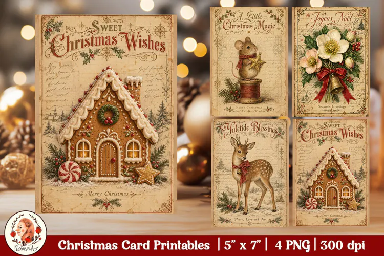 Vintage Christmas Card. Antique Christmas Postcard