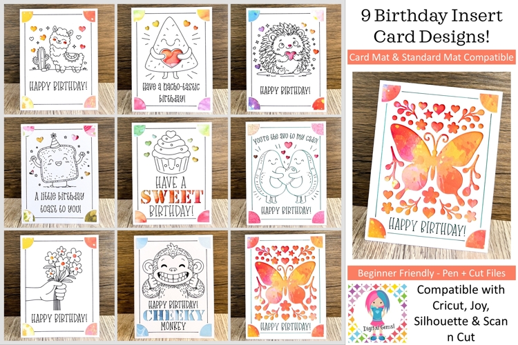 Birthday Insert Card SVG Bundle | 9 Holiday Card Designs