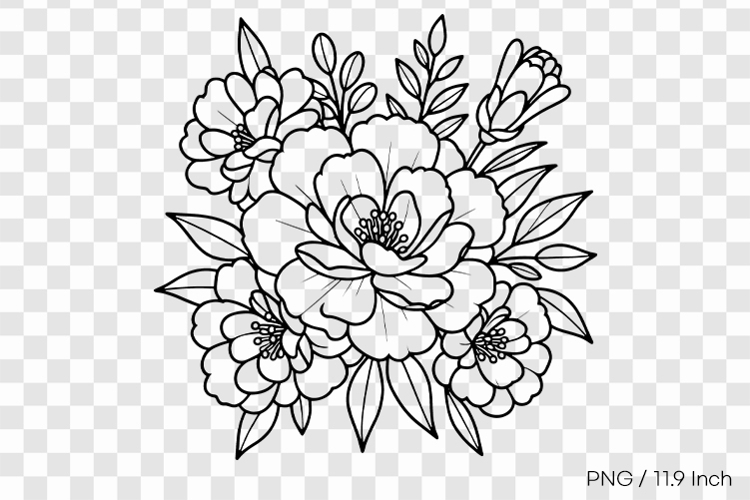 Flower Drawing Png Image 9