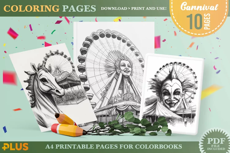Carnival Coloring Pages - Clowns and Amusement Parks