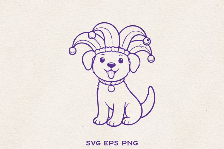Mardi Gras Dog SVG | Carnival Puppy Jester Hat | Cute Mardi