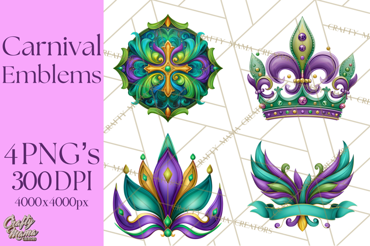 Mardi Gras Symbols Clipart Heraldry Fleur De Lis Crowns PNG